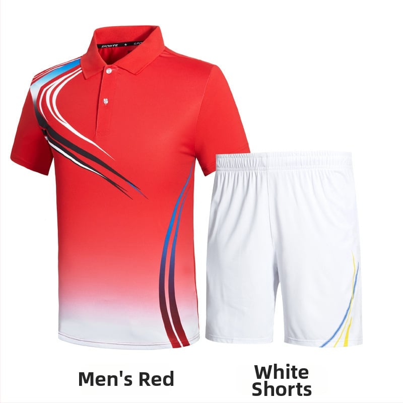 Unisex sportski set s kratkim rukavima, majica i šorc s ovratnikom, za badminton i tenis, timska odjeća