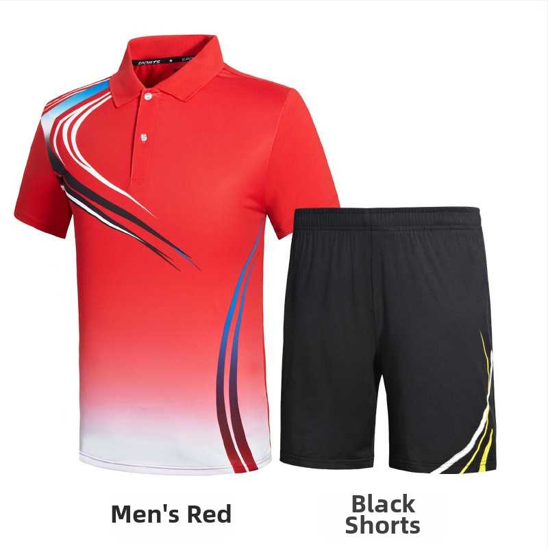 Unisex sportski set s kratkim rukavima, majica i šorc s ovratnikom, za badminton i tenis, timska odjeća