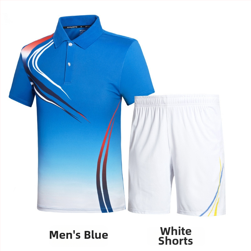 Unisex sportski set s kratkim rukavima, majica i šorc s ovratnikom, za badminton i tenis, timska odjeća