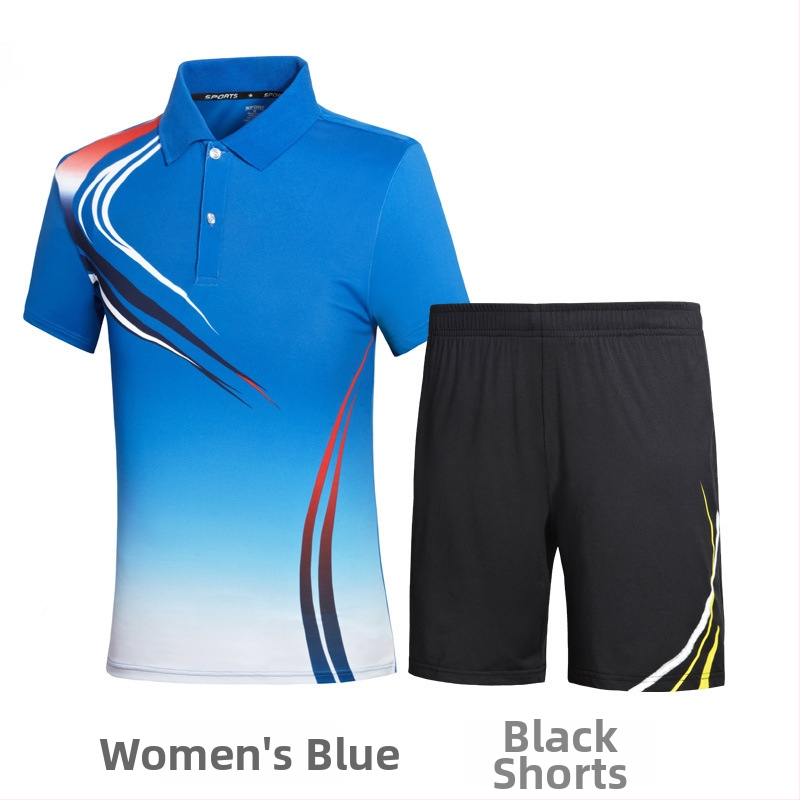 Unisex sportski set s kratkim rukavima, majica i šorc s ovratnikom, za badminton i tenis, timska odjeća