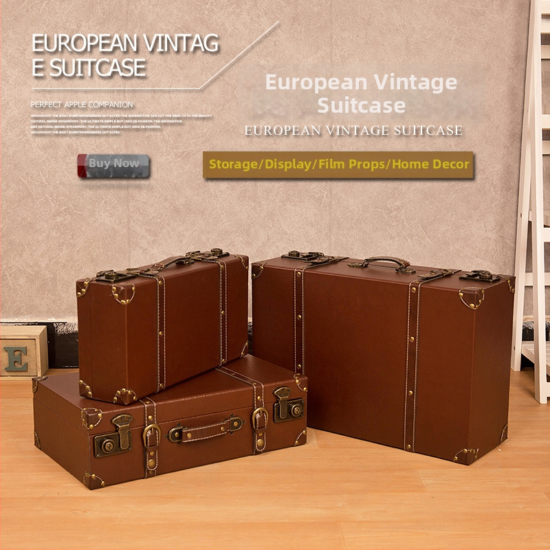 Europski stil antikih kofera, trodjelni set ukrasa, drvena kutija za rekvizite za fotografiju
