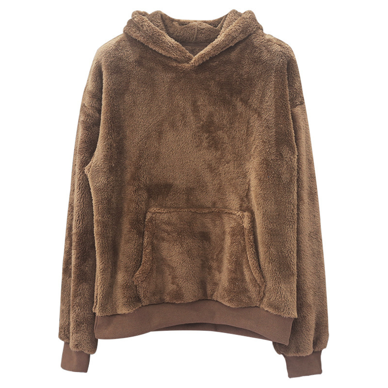 Férfi kapucnis fleece pulóver, dupla oldalú fleece, téli slim-fit