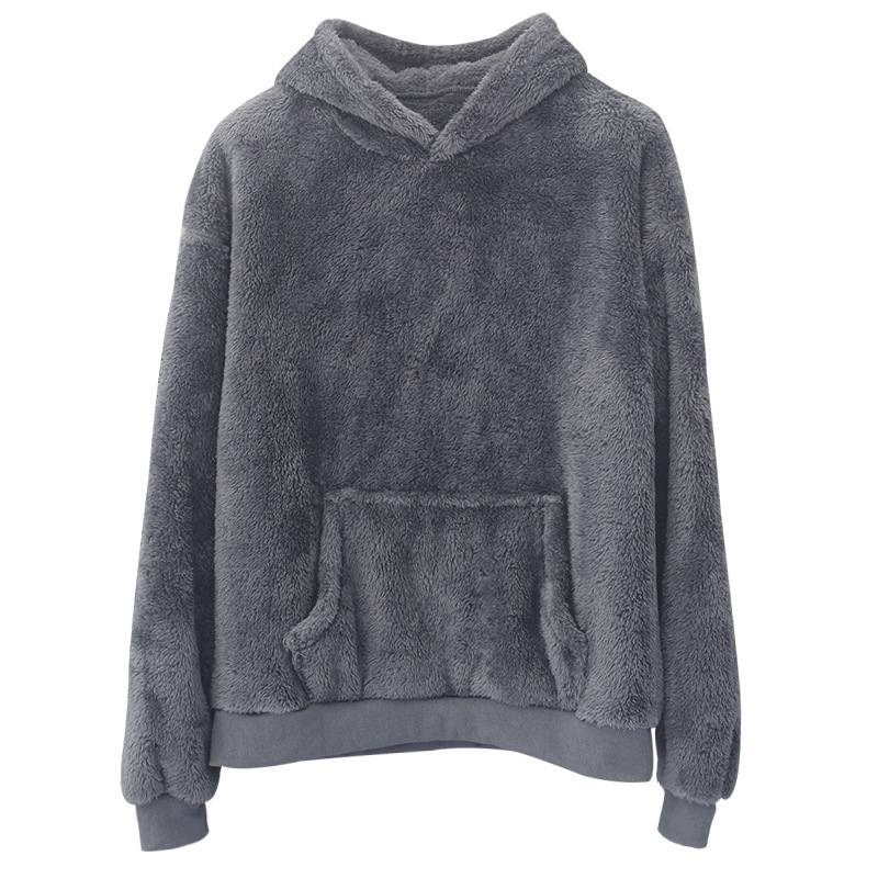 Férfi kapucnis fleece pulóver, dupla oldalú fleece, téli slim-fit