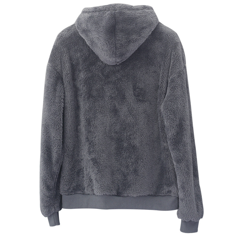 Férfi kapucnis fleece pulóver, dupla oldalú fleece, téli slim-fit