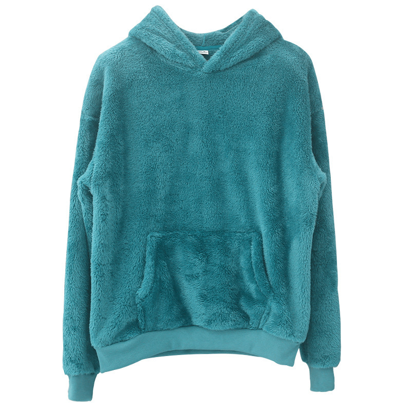 Férfi kapucnis fleece pulóver, dupla oldalú fleece, téli slim-fit