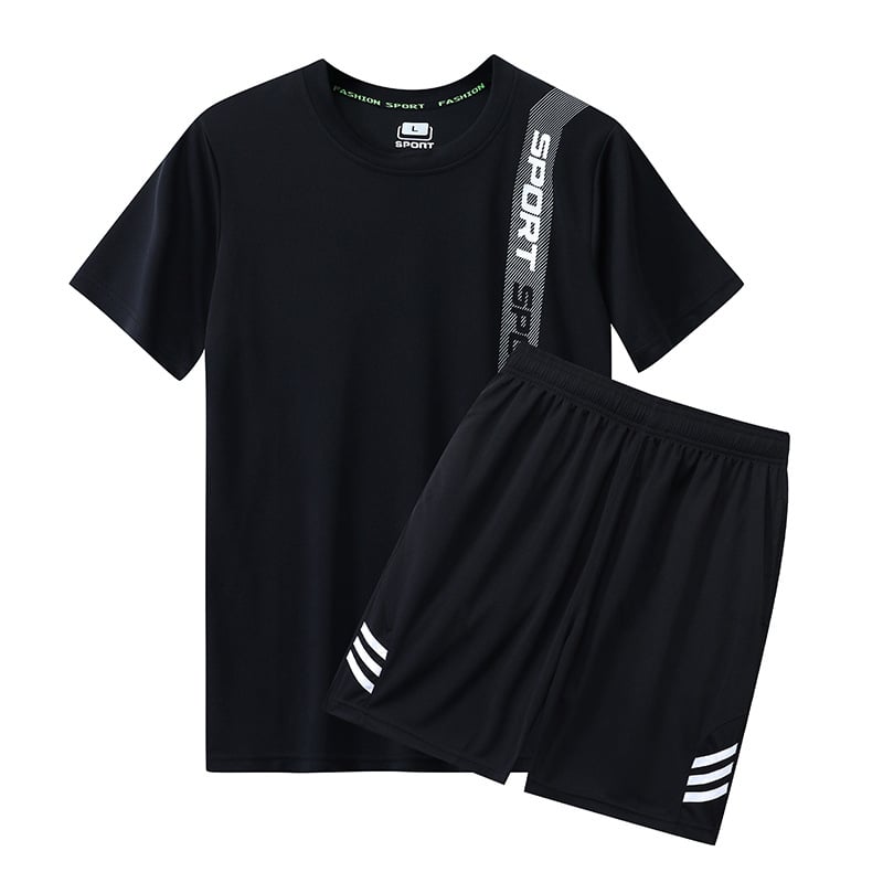 Unisex ljetni fitness set – kratkih rukava, brzo sušeći, prozračni sportski komplet, plus veličina