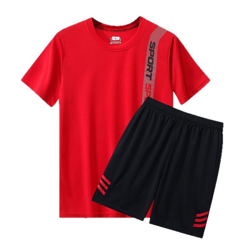 Unisex ljetni fitness set – kratkih rukava, brzo sušeći, prozračni sportski komplet, plus veličina