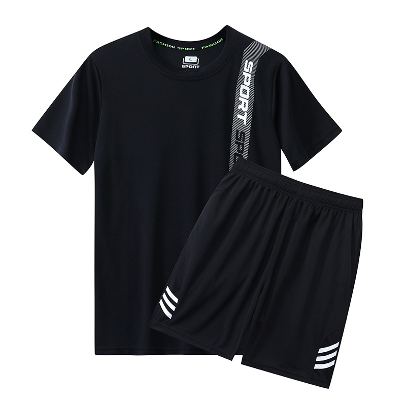 Unisex ljetni fitness set – kratkih rukava, brzo sušeći, prozračni sportski komplet, plus veličina