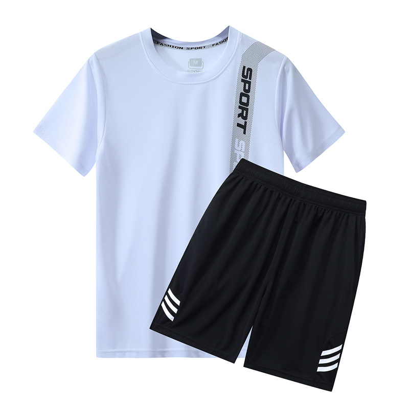 Unisex ljetni fitness set – kratkih rukava, brzo sušeći, prozračni sportski komplet, plus veličina