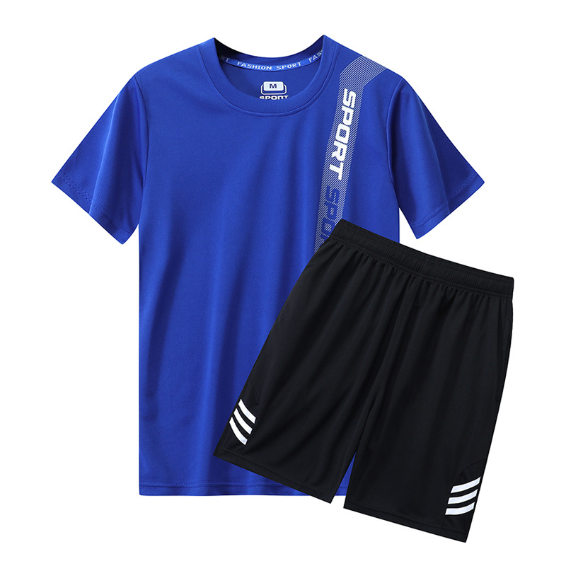 Unisex ljetni fitness set – kratkih rukava, brzo sušeći, prozračni sportski komplet, plus veličina