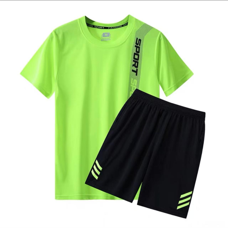 Unisex ljetni fitness set – kratkih rukava, brzo sušeći, prozračni sportski komplet, plus veličina