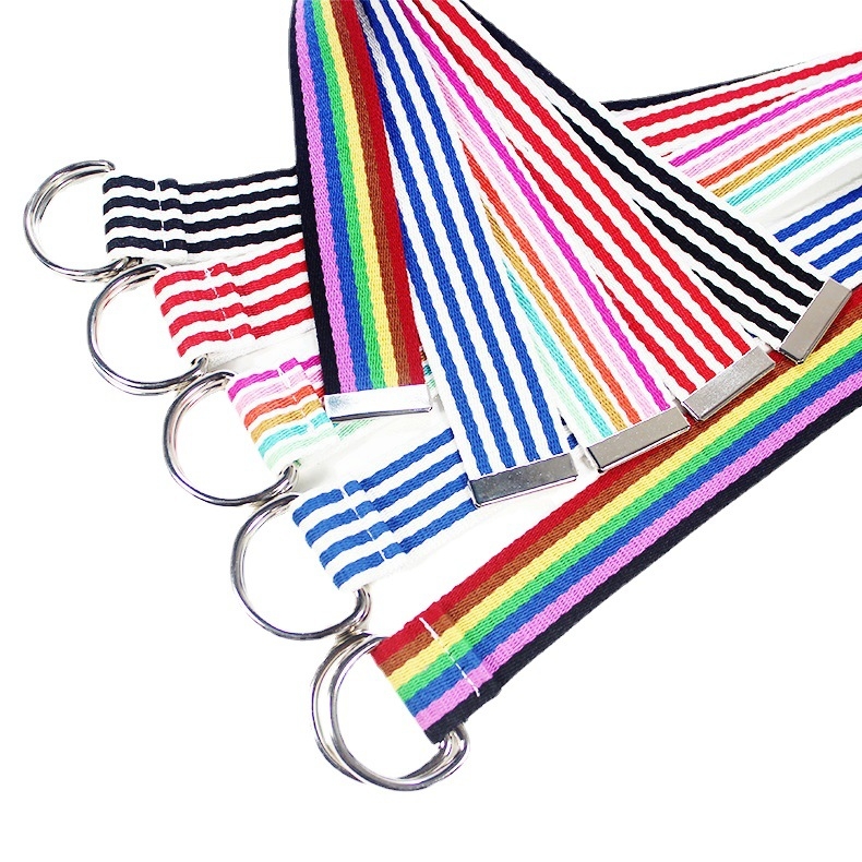 Novi pojas od najlona i platna, unisex, korejskog stila, prugasti tkaneni kaiš s dvostrukom kopčom