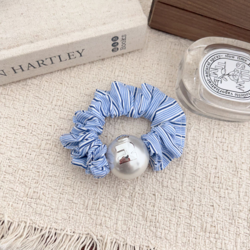 Korejski stil, slatke perle, platneni karirani scrunchie za rep, visoka elastičnost, elegantan izgled