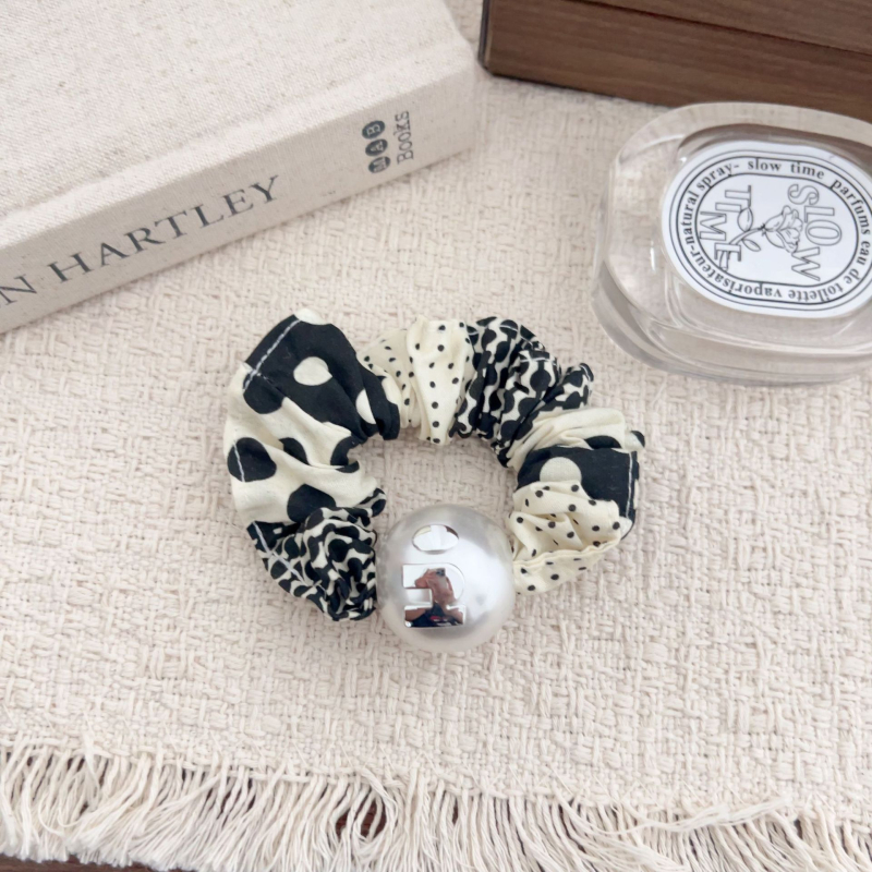 Korejski stil, slatke perle, platneni karirani scrunchie za rep, visoka elastičnost, elegantan izgled