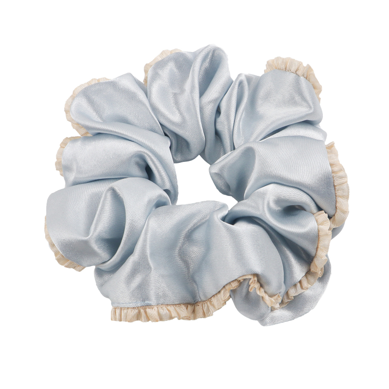 D22 svilenkasti scrunchie s cvijetom – gumica za kosu za rep, ženski dodatak