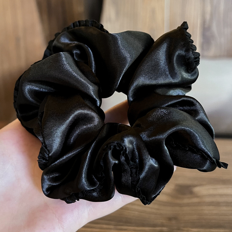 D22 svilenkasti scrunchie s cvijetom – gumica za kosu za rep, ženski dodatak