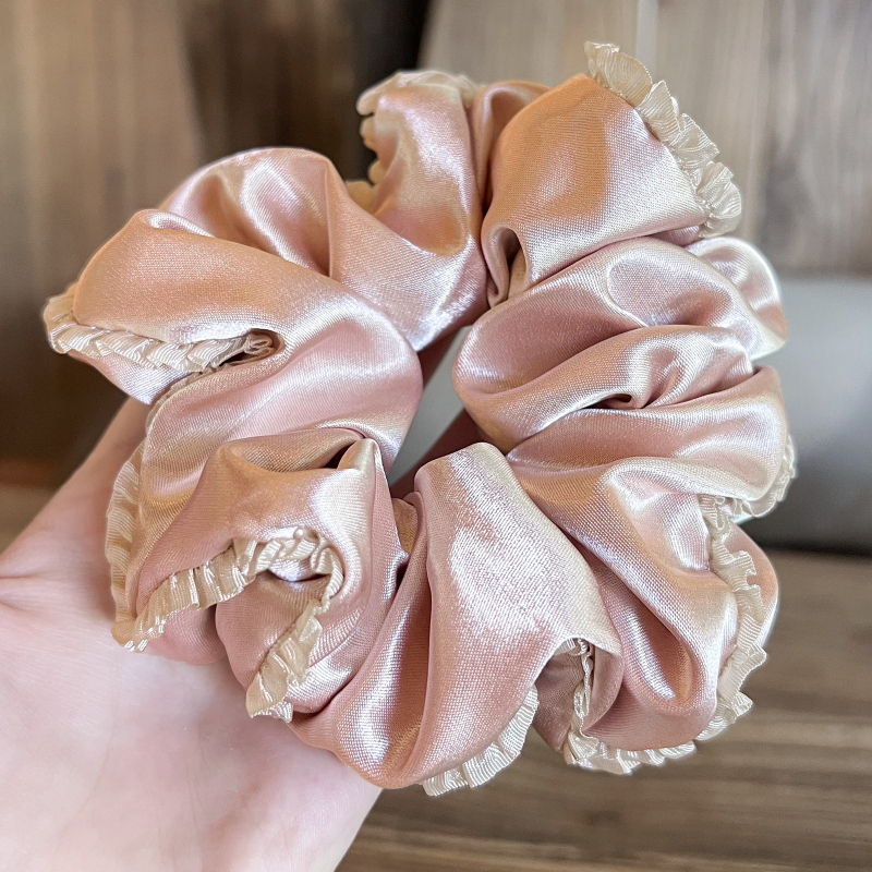 D22 svilenkasti scrunchie s cvijetom – gumica za kosu za rep, ženski dodatak
