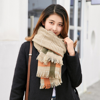 Ženski zimski šal u japanskom stilu, debeli lažni kašmir, crveno karirani dizajn, britanski stil inspiracije