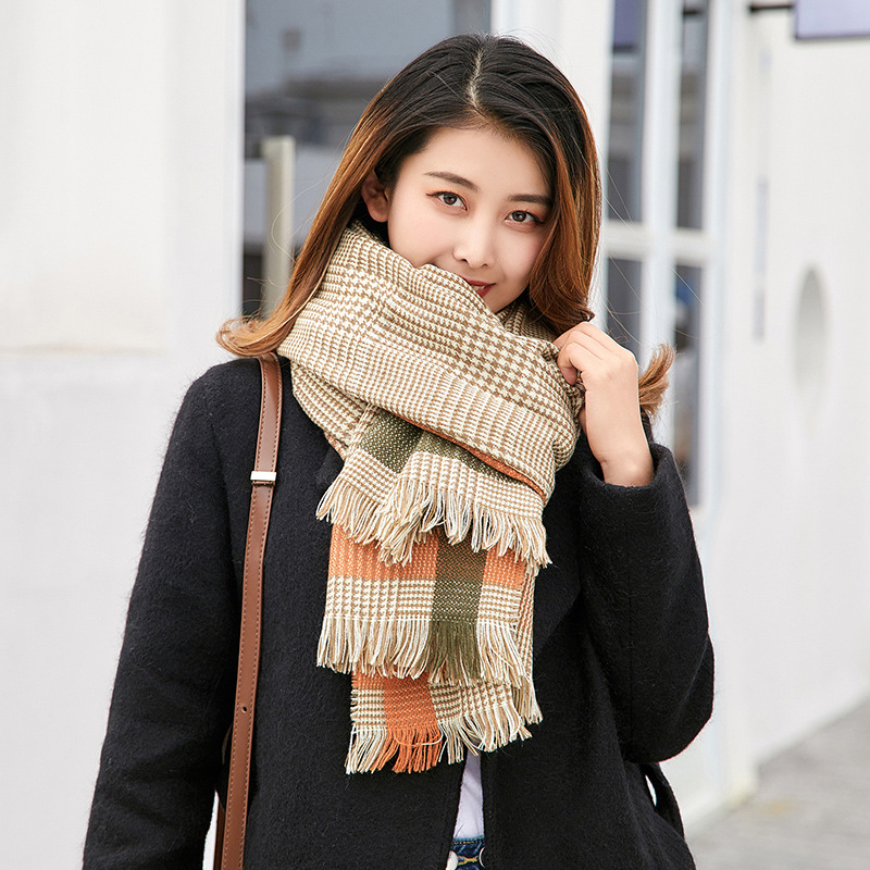 Ženski zimski šal u japanskom stilu, debeli lažni kašmir, crveno karirani dizajn, britanski stil inspiracije