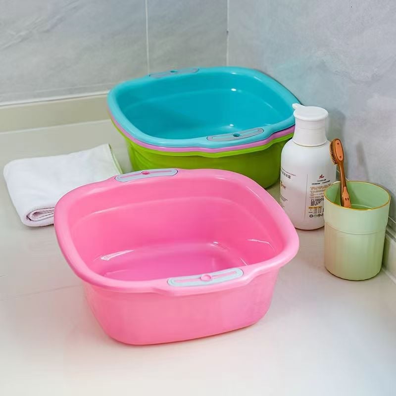 Prijenosni kvadratni umivaonik s dvije ručke, plastični umivaonik za lice i stopala, za dom, putovanja i vanjsku upotrebu