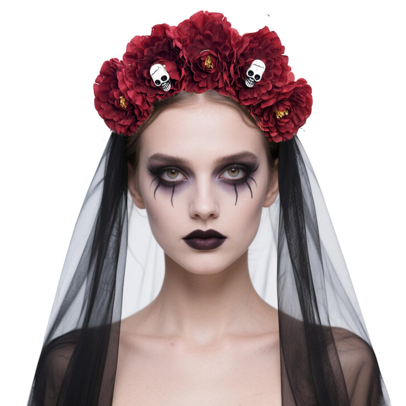 Halloween tiara s mrežastim dizajnom i lubanjom za zabave