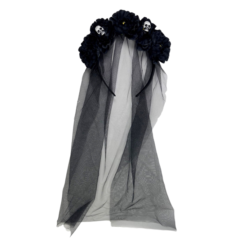 Halloween tiara s mrežastim dizajnom i lubanjom za zabave