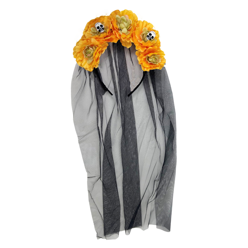 Halloween tiara s mrežastim dizajnom i lubanjom za zabave
