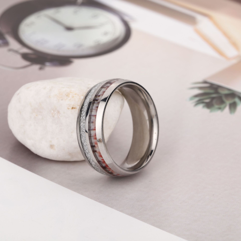 8 mm unisex prsten od nehrđajućeg čelika sa uzorkom školjke