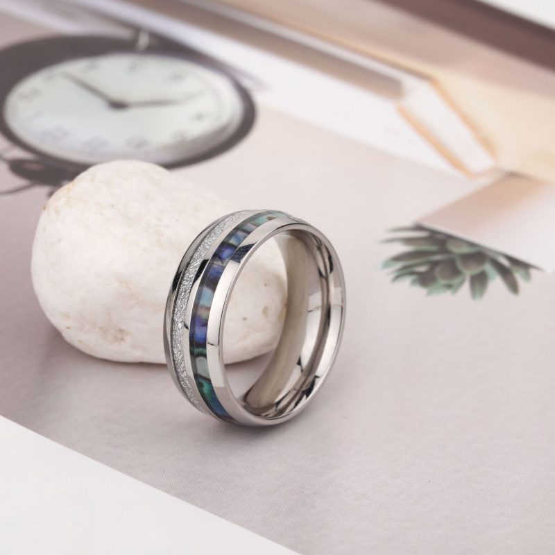 8 mm unisex prsten od nehrđajućeg čelika sa uzorkom školjke
