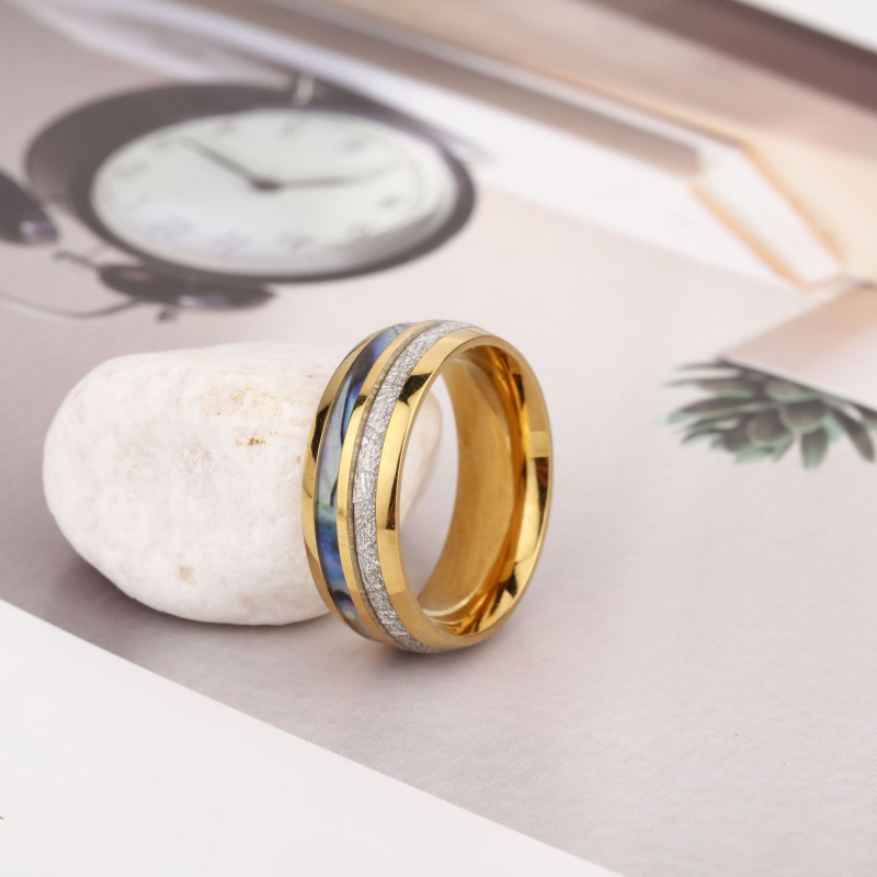 8 mm unisex prsten od nehrđajućeg čelika sa uzorkom školjke