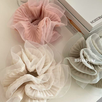 Francuski stil organza gumica za kosu s plisiranom rubom, elegantna i nježna za rep, proljeće