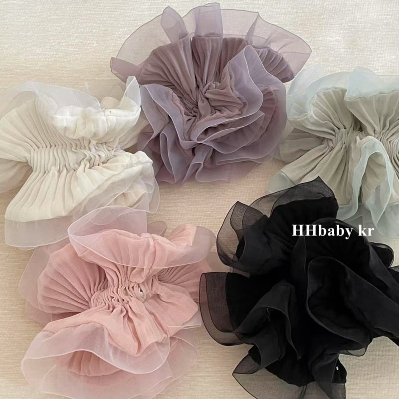 Francuski stil organza gumica za kosu s plisiranom rubom, elegantna i nježna za rep, proljeće