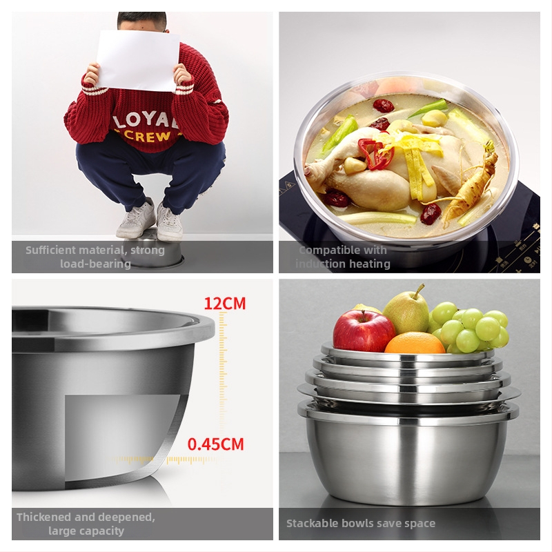 Cooking King set od 5 sita za zdjelu od nehrđajućeg čelika 304, promjer 30 cm, čvrst materijal