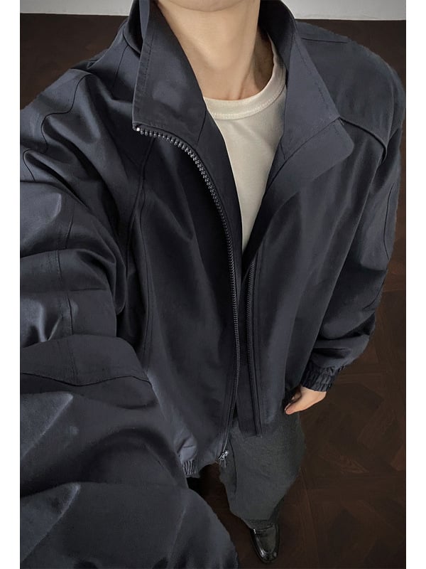 Cleanfit ανδρικό μπουφάν bomber με σταθερό γιακά, ντεκατασκευασμένο σχέδιο, κοντό μοντέλο σε αμερικάνικο στυλ, ίσιοι ώμοι