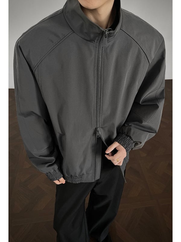 Cleanfit ανδρικό μπουφάν bomber με σταθερό γιακά, ντεκατασκευασμένο σχέδιο, κοντό μοντέλο σε αμερικάνικο στυλ, ίσιοι ώμοι