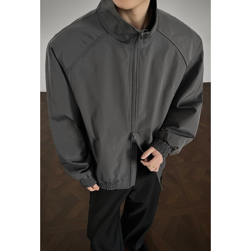 Cleanfit ανδρικό μπουφάν bomber με σταθερό γιακά, ντεκατασκευασμένο σχέδιο, κοντό μοντέλο σε αμερικάνικο στυλ, ίσιοι ώμοι