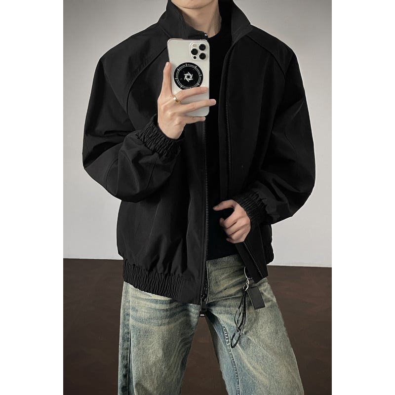 Cleanfit ανδρικό μπουφάν bomber με σταθερό γιακά, ντεκατασκευασμένο σχέδιο, κοντό μοντέλο σε αμερικάνικο στυλ, ίσιοι ώμοι