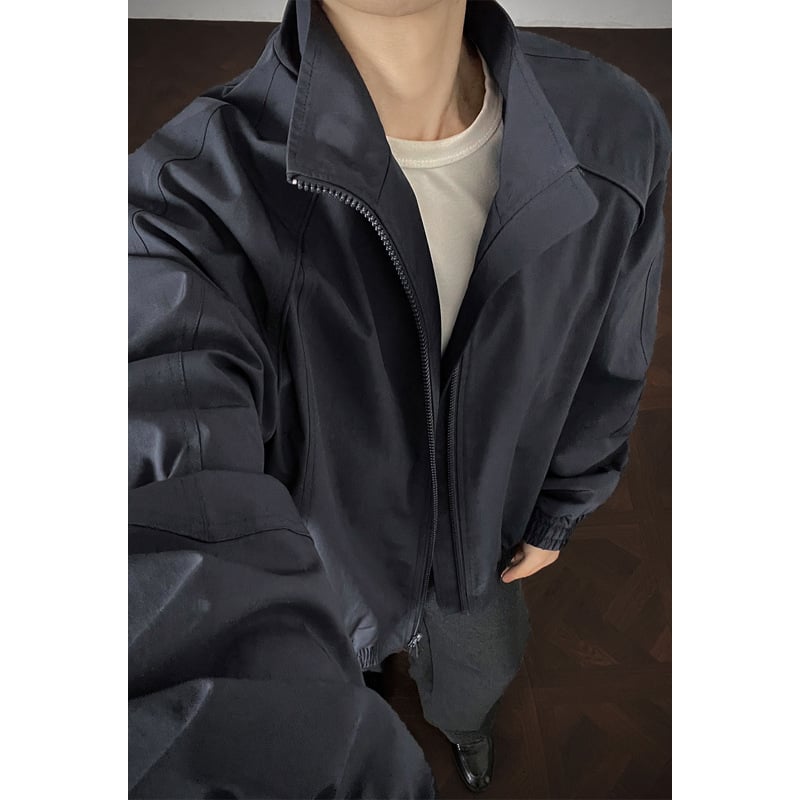 Cleanfit ανδρικό μπουφάν bomber με σταθερό γιακά, ντεκατασκευασμένο σχέδιο, κοντό μοντέλο σε αμερικάνικο στυλ, ίσιοι ώμοι