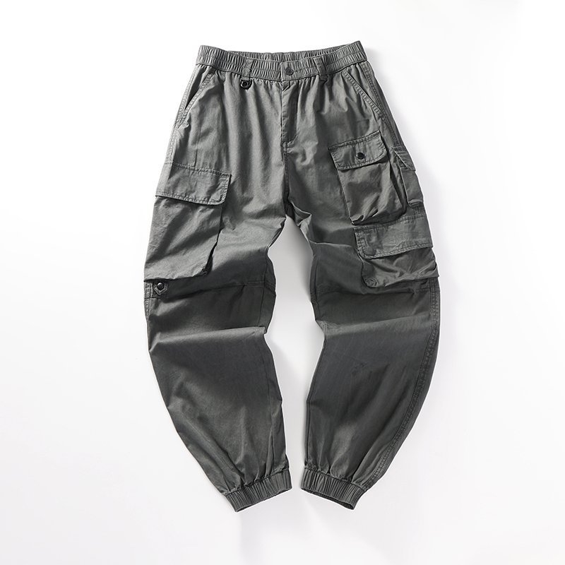 Japán stílusú férfi jogger nadrág több zsebbel, munkaruházati jellegű, laza szabású, 2025-ös modell