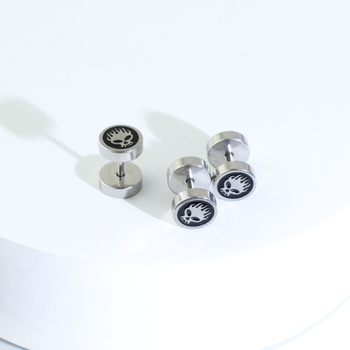 Unisex naušnice od nehrđajućeg čelika, motiv lubanje i zvijezda sa šest vrhova, šahovnica uzorak, spiralni dizajn