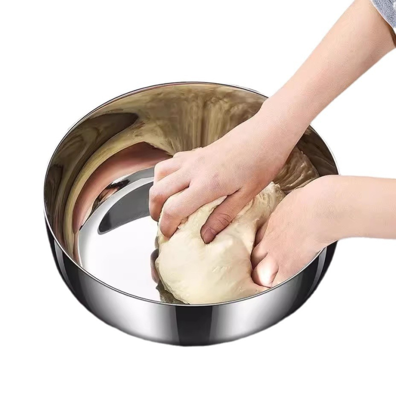 Vas pentru aluat din oțel inoxidabil, grosime extra, 32 cm; bazin de bucătărie multifuncțional pentru spălat legume, oală de supă și oală pentru hot pot, construcție din oțel cu trei straturi.