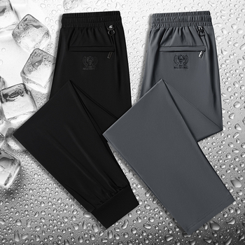 Férfi nyári gyorsan száradó nylon Ice Silk nadrág, egyenes szabás, casual, plusz méret