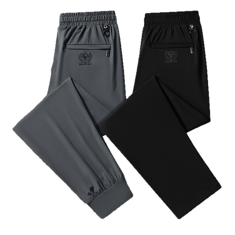 Férfi nyári gyorsan száradó nylon Ice Silk nadrág, egyenes szabás, casual, plusz méret