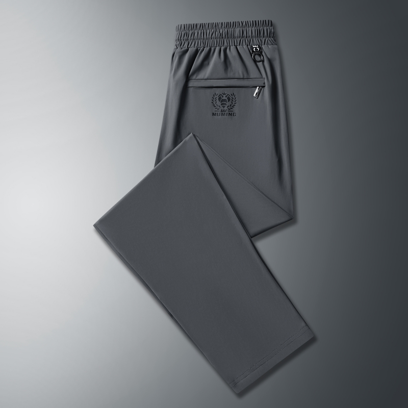 Férfi nyári gyorsan száradó nylon Ice Silk nadrág, egyenes szabás, casual, plusz méret