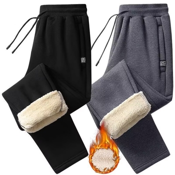 Muške casual hlače od debelog flisa, udoban široki kroj, ravne nogavice, korejski stil, plus veličina