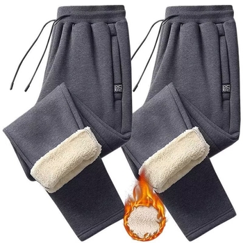 Muške casual hlače od debelog flisa, udoban široki kroj, ravne nogavice, korejski stil, plus veličina