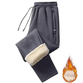 Muške casual hlače od debelog flisa, udoban široki kroj, ravne nogavice, korejski stil, plus veličina