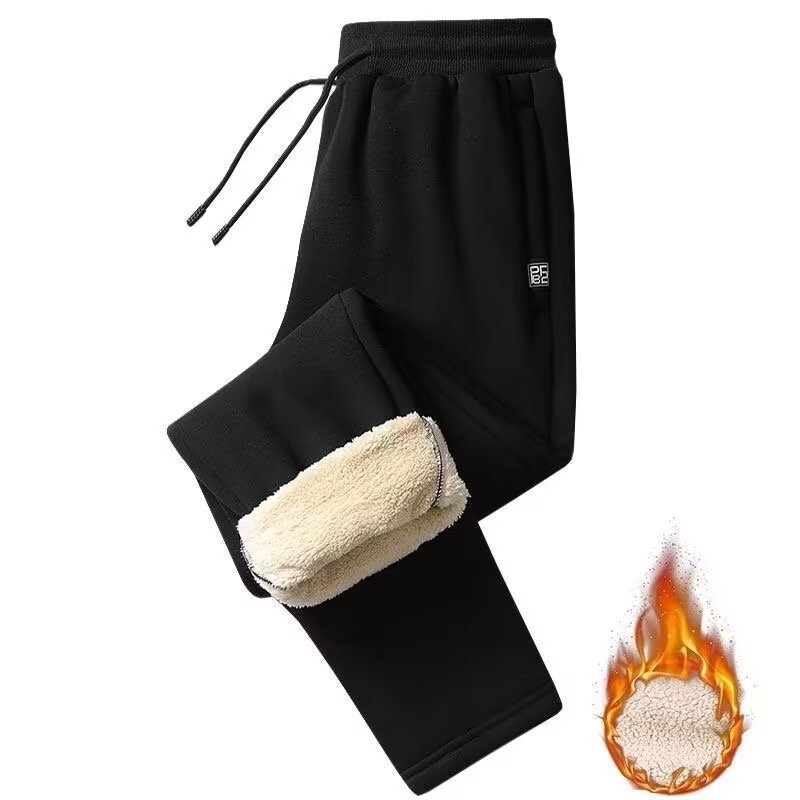 Muške casual hlače od debelog flisa, udoban široki kroj, ravne nogavice, korejski stil, plus veličina