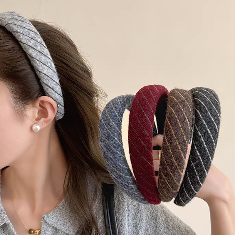 Ženska retro pletena traka za kosu s širokim rubom i visokim krojem, svestrana za izlaske, elegantan dodatak za kosu