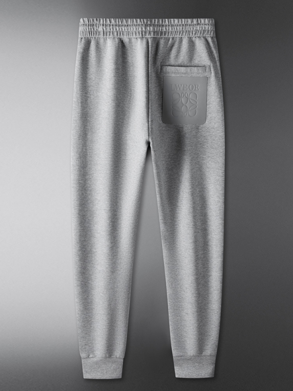 Muške sportske hlače s kožnim patchom na stražnjem džepu, Space Cotton, jesen-zima, uski kroj, bijela, casual